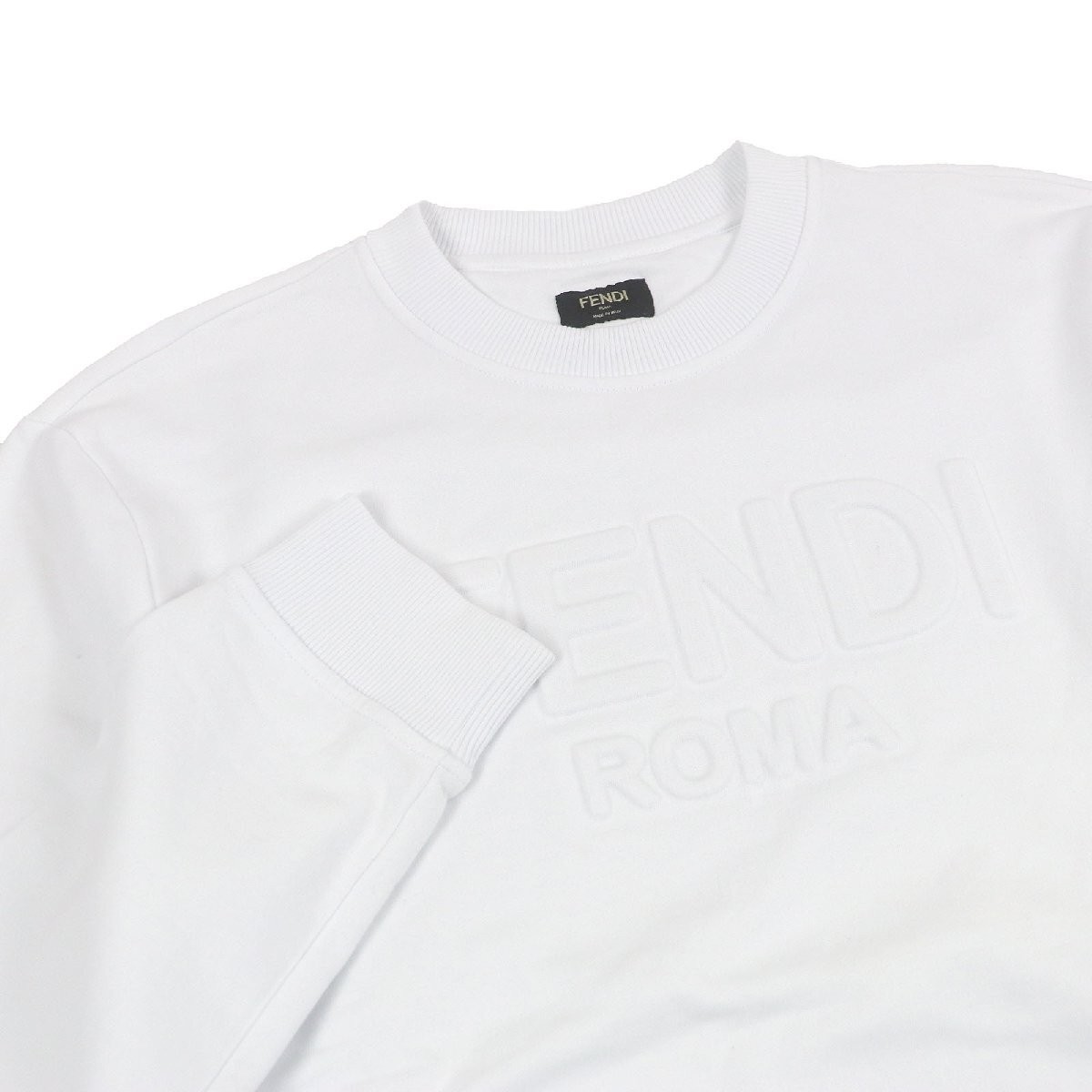 Item FENDI FY1079 100 Cotton Logo Embossed Long Sleeve Trainer Sweatshirt Wh thumbnail 2