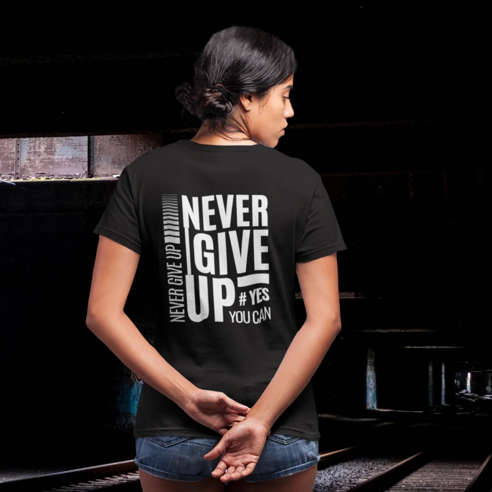 Women motivational text printed classic fit round neck T-shirt