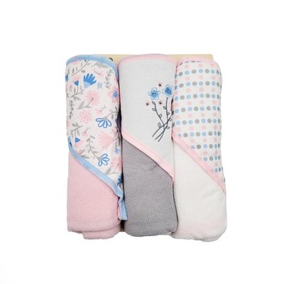 Buttons & Stitches 3pk Hooded Baby Towels - Fresh Florals