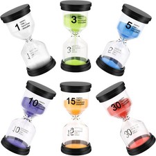 Pack of Wooden Sand Timer Set Operation 1/3/5/10/15/30 Minute 6 Multicolor