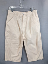 BDG Urban Outfitters Beige Wide Leg Cargo Carpenter Pants Cropped Size 10