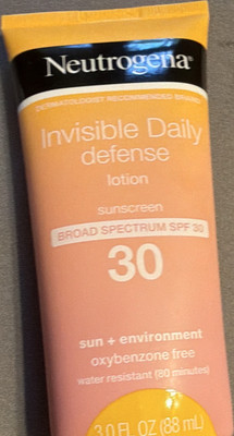 Neutrogena Invisible Daily Defense Lotion Sunscreen SPF 30 Broad Spectrum 3oz
