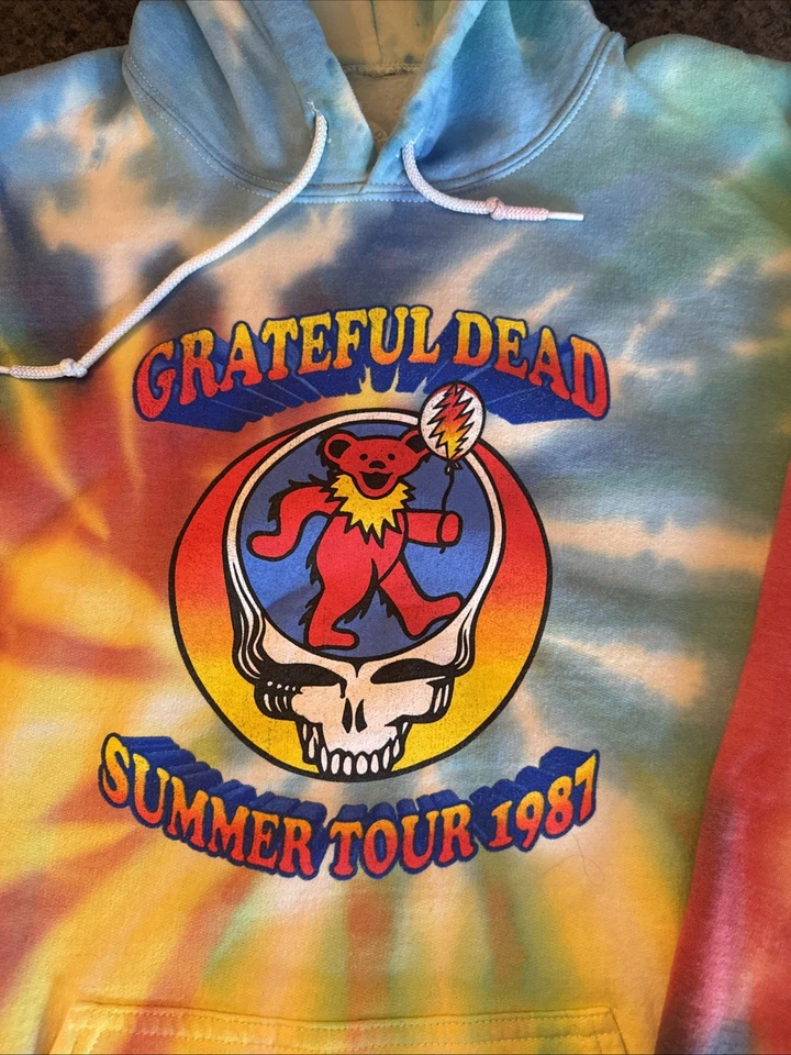 Grateful Dead 连帽衫男式中号领带染料夏季巡回赛 1987 摇滚乐队运动衫 — 第 2/4 张图片