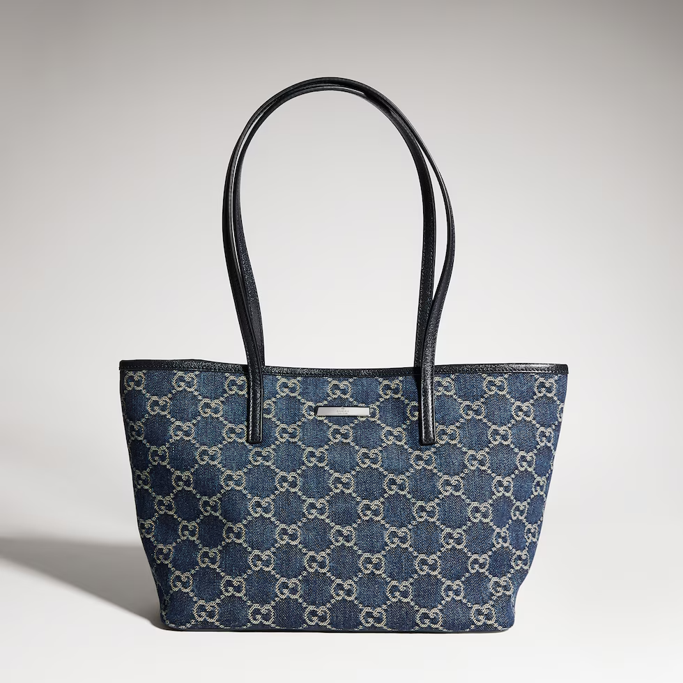 Gucci Tribeka Small Tote Bag GG denim Dark Blue 875236 Japan New