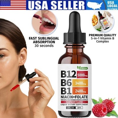 Vitamin B12 and B6 Liquid Drops B1 Sublingual Vitamin B Complex - B12 5000mcg