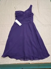 Azazie Brynn Regency One Shoulder Chiffon Dress Purple Size A2 Formal Wedding
