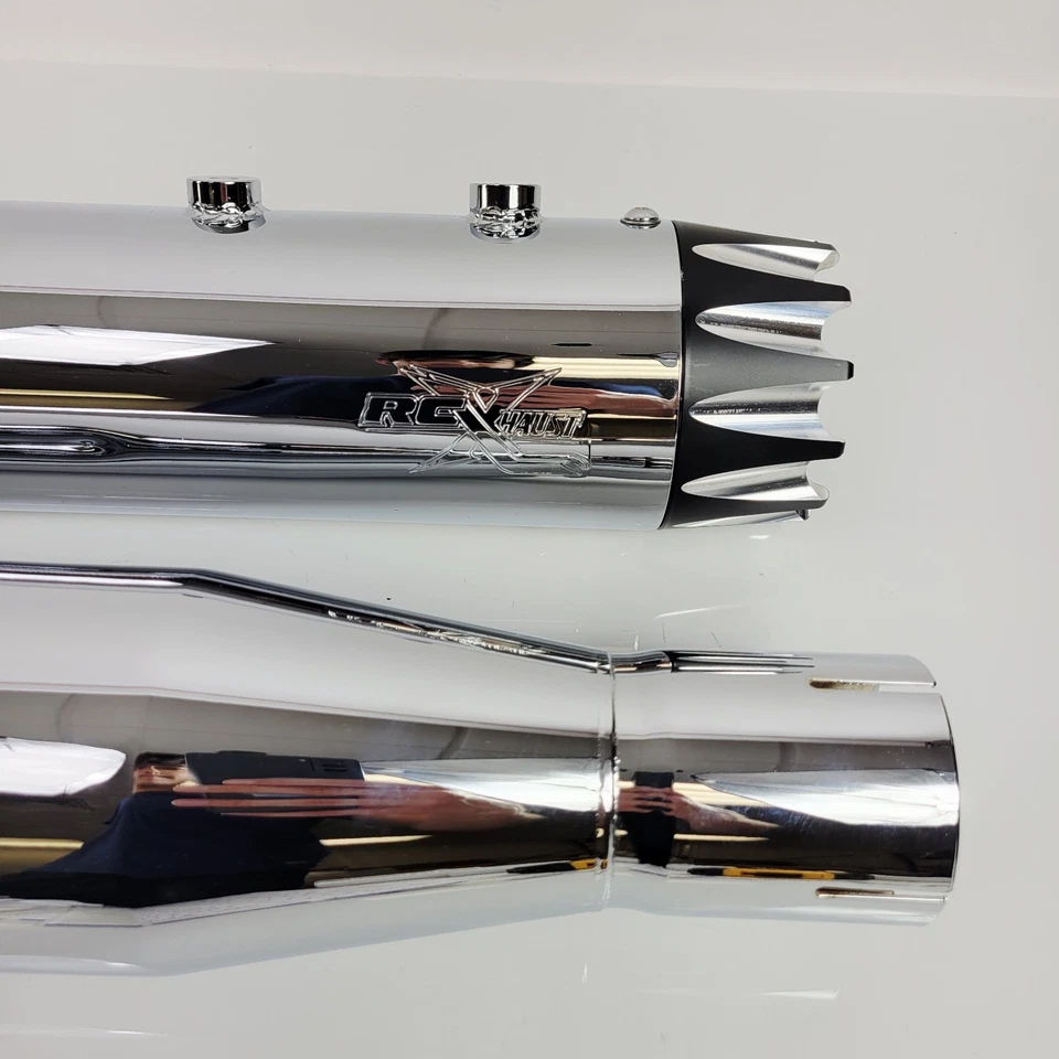 Silenciadores de escape RCX de 4,0" cromados deslizables Excalibur para Harley Touring 2017-2025 Foto 4 de 4