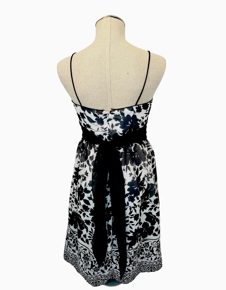 Dress Barn (XS) Vintage 90s Floral Layered Chiffon Knee Tea Length Dress - Image 4 of 4