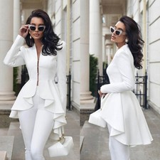 Stand Collar Women Suit Ruffled Slim Fit Formal Evening Party