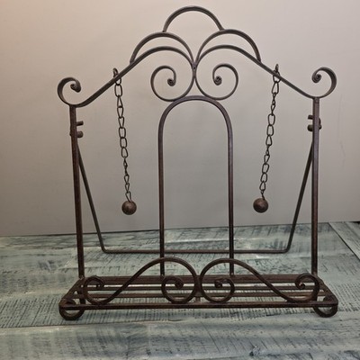 Farmhouse Metal Cookbook Stand ~ Book Holder ~ Easel w/ Weighted Chains 13 X 15