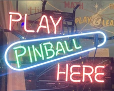 Play Pinball Here Neon Sign 17"x14" Light Lamp Display Club Bar Room Gift MS