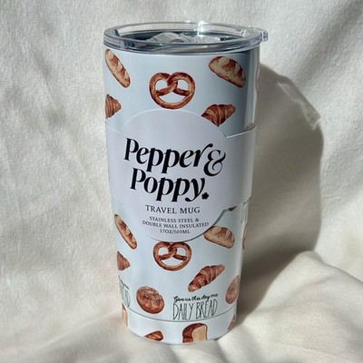 Our Daily Bread Travel Tumbler Coffee Cup Pretzel Baguette Croissant Baker Gift