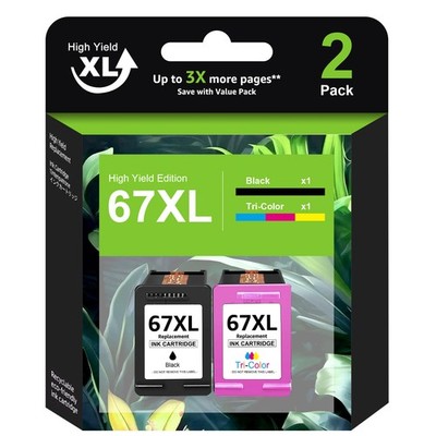 67XL Ink Cartridge for HP 67 Ink Envy 6000 6055e Deskjet 2700e 2755e 2800e 2855e