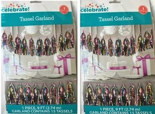2 Packs of Shiny Tassel Garland Tissue Paper -9 ft Pink Banner Way to Celebrate