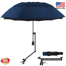 HOBVO UPF 50 Golf Umbrella with Adjustable Universal Clamp, Portable Umbrellas