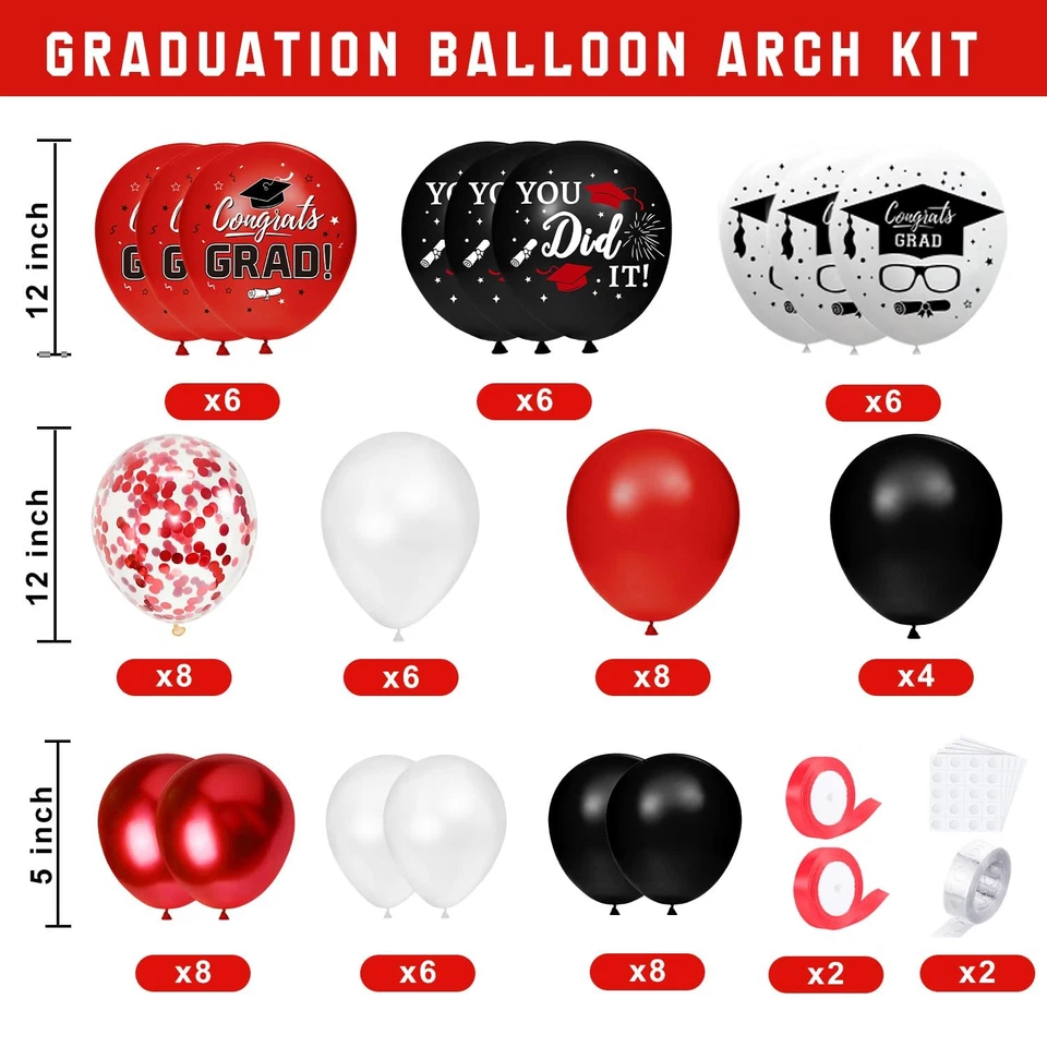 Graduation Decorations Class of 2025 - Red and Black Graduation Decorations -... - Image 3 of 4