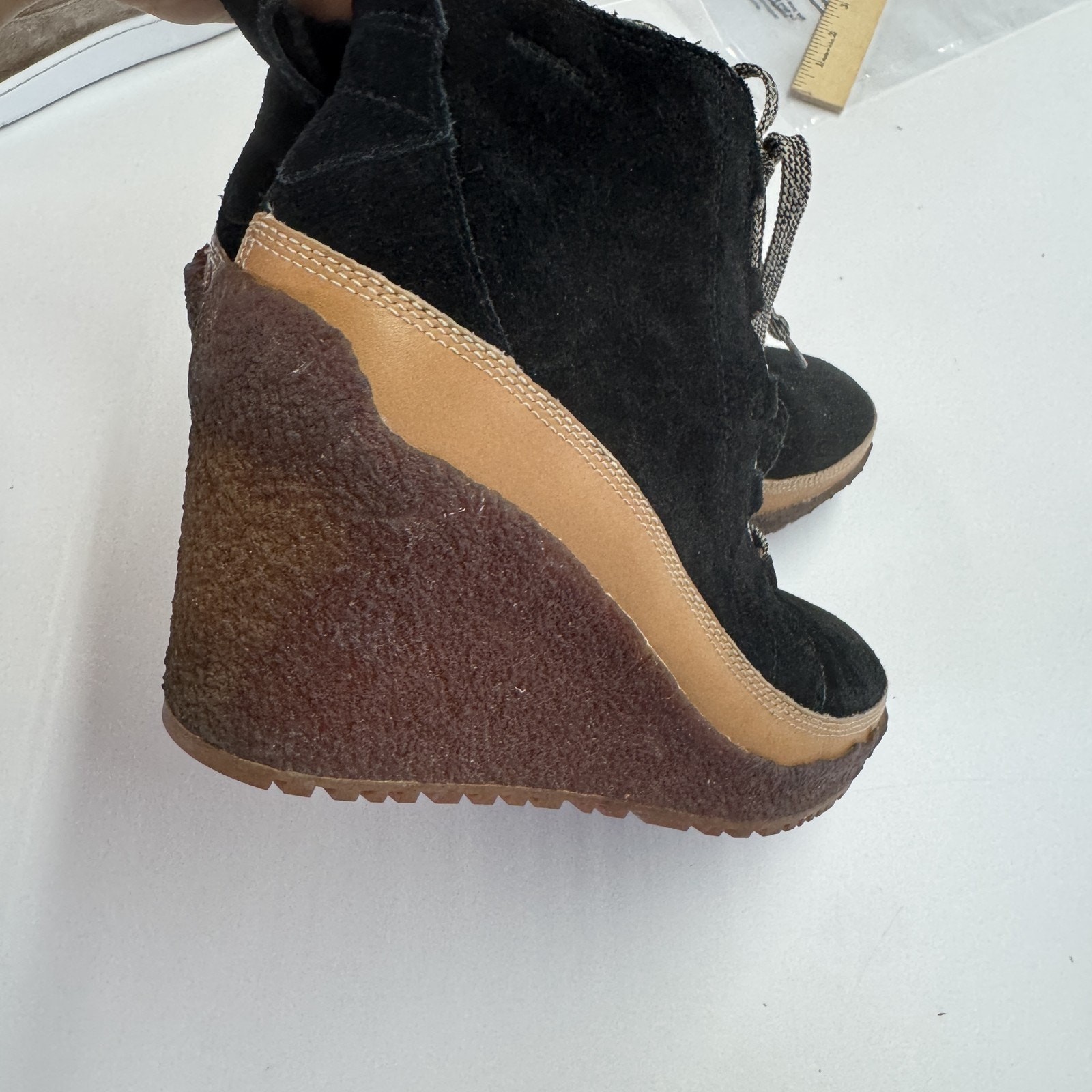 Scarpe Merrell donna taglia 9 TREMBLANT nere scamosciate zeppa tacco stivali stringati casual