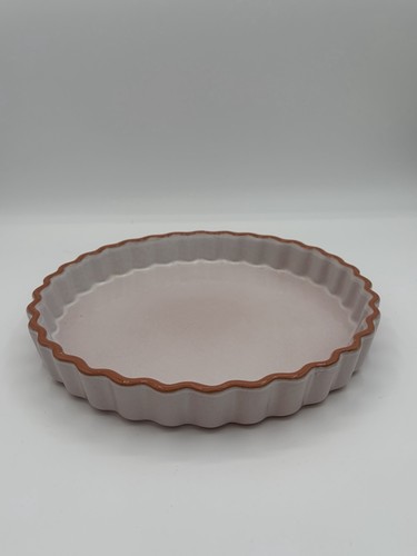 Vintage Emile Henry Pale Pink Ruffle Tart Pie Quiche Pottery Dish 9