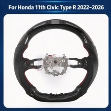 Black Leather Real Carbon Fiber Led Steering Wheel For Honda 11th Civic 22-25 Black Leather Real Carbon Fiber Led Steering Wheel For Honda 11th Civic 22-25