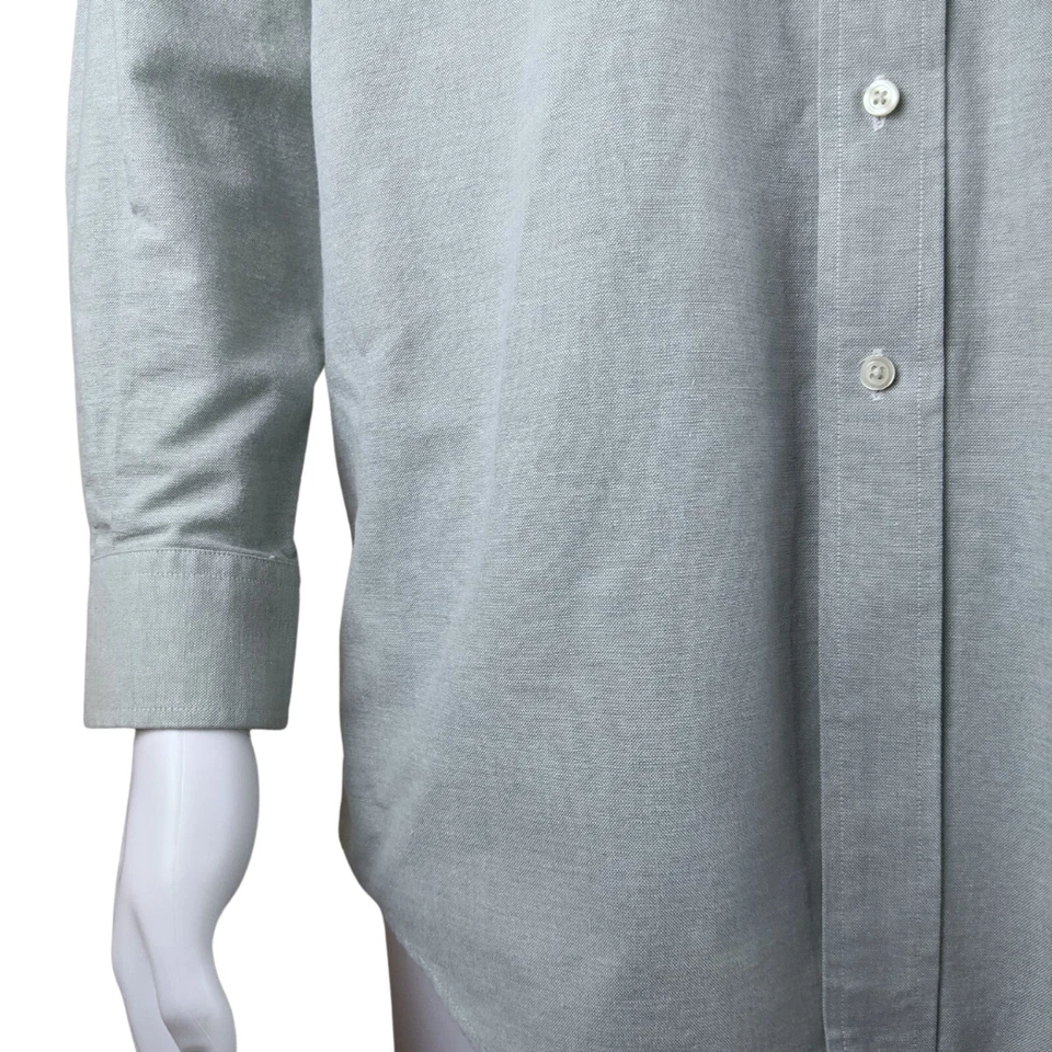 Camisa de vestir Massini para hombre mediana verde Oxford abotonada negocios informal oficina Foto 3 de 4