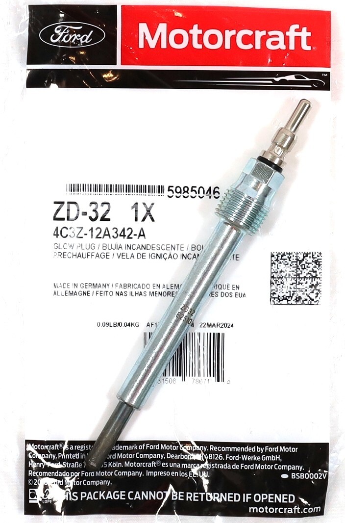 Motorcraft ZD-32 Glow Plug 0407 6.0L Powerstroke OEM Ford 4C3Z-12A342-A ZD32