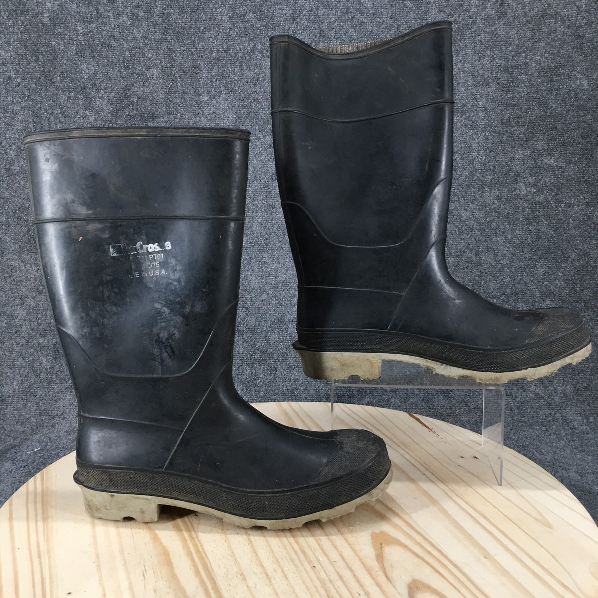 La Crosse Boots Mens 12 Knee High Tall Rain Black Rubber  display picture 1