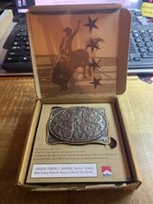 Vintage Marlboro Collectible Belt Buckle Storming Silver 2002 Redemption w/ Box