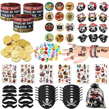 144 Pcs Pirate Party Favors Supplies Include Pirate Bracelet Nautical Tattoo ...