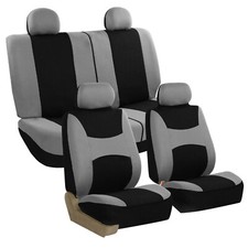 Car Seat Covers Auto Sedan SUV Truck Van Full Set 4 Headrests Gray