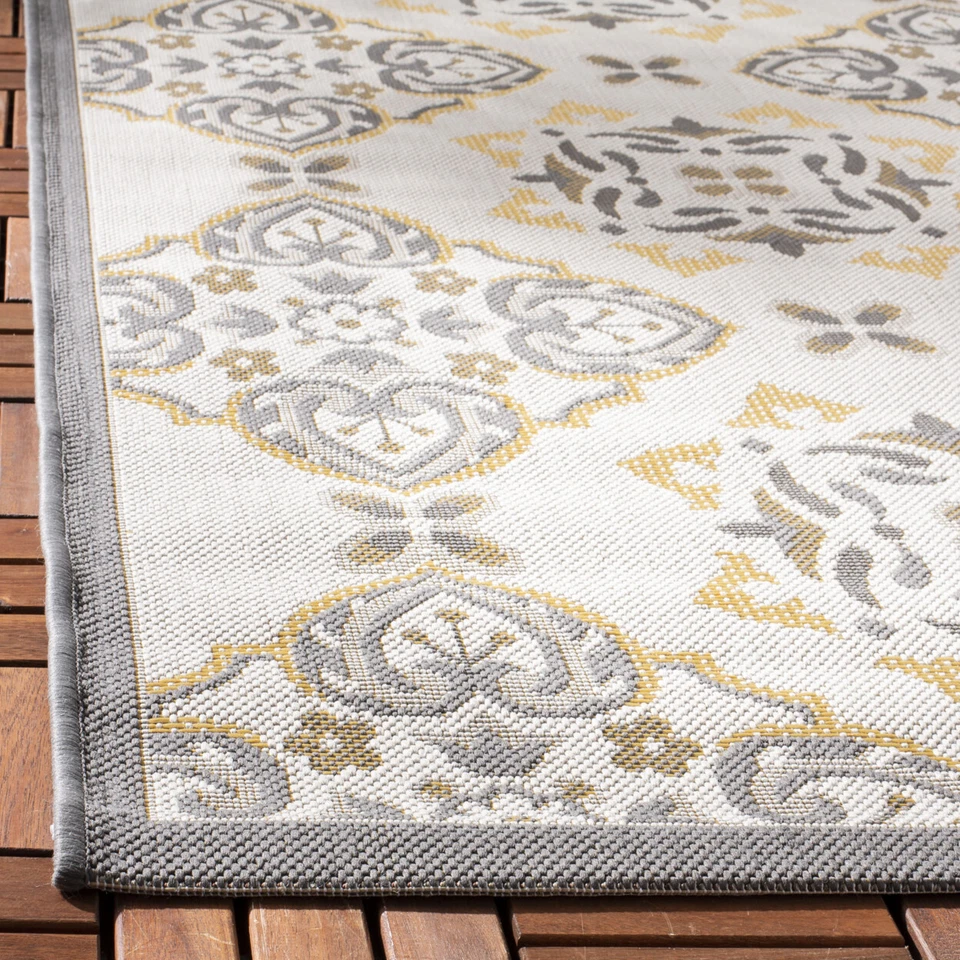SAFAVIEH Outdoor CY7978-78A21 Courtyard Anthracite / Lt Grey Rug - Image 3 of 4