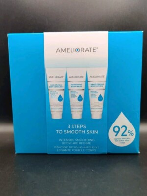 Ameliorate 3 Steps to Smooth Skin Body Pack - Body Exfoliant Wash Lotion - NIB