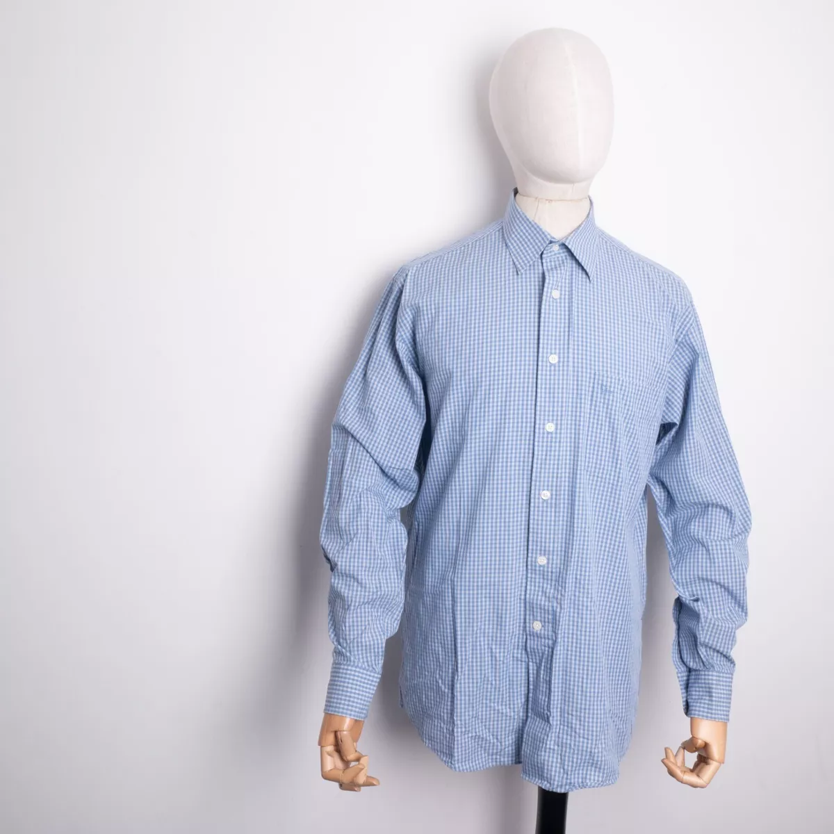 Christian DIOR Men's Cotton Shirt size 38 / 15 Longlseeve Blue Made in Italy