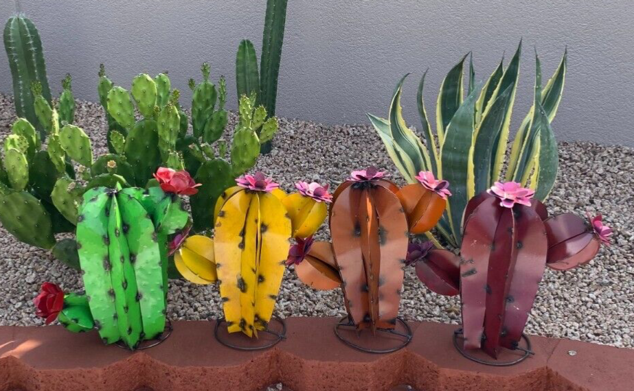 Metal Pepino Prickly Pear Cactus Yard Art Garden Decor | eBay