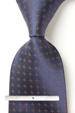 New Classic Polka Dot Blue Orange JACQUARD WOVEN 100 Silk Men's Necktie Tie
