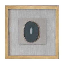 Luxe Gold White Agate Stone Slice Wall Art | Shadow Box Frame Square Sculpture