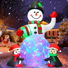 6.3FT Christmas Inflatables Snowman & 2 Penguins 2025 NEW LED Outdoor Decoration