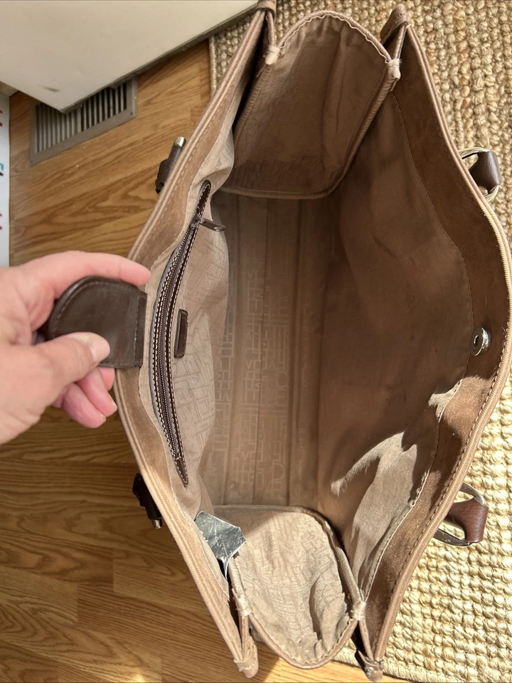  Diane Von Furstenberg strong brown Tote Shoulder Bag black accents, handle  - Image 4 of 4