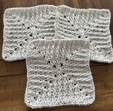SET OF 3 CROCHET COTTON Dish Cloths Handmade Wash Cloths 7x7 NEW