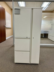 Herman Miller & Haworth Locking Storage Towers w/Wardrobe, Shelf and Drawers. 
