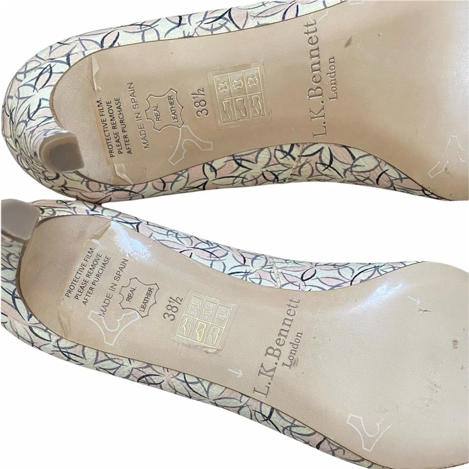 L.K Bennett Floral Puntera Punta Tacones Talla 38.5 (8.5 EE. UU.) Pétalo Rosa Pastel Foto 3 de 4