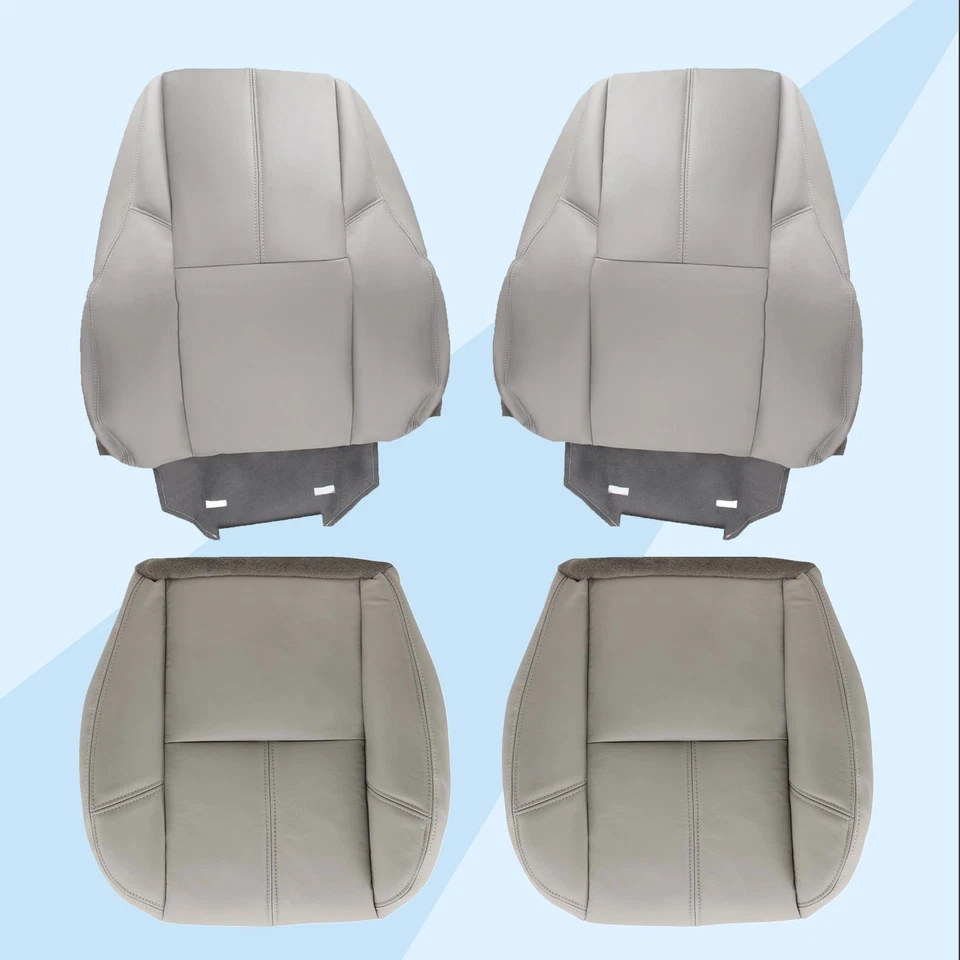 For 2007-13 2014 Chevy Suburban 1500 Front Bottom & Top Leather Seat Cover Gray - Image 4 of 4