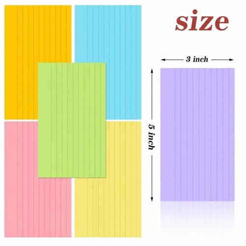 1200 PCS Ruled Index Cards 3x5 Inch Colorful Bulk Heavy Colored Note 6 ...