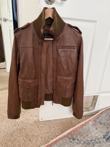 Ben sherman leather bomber jacket
