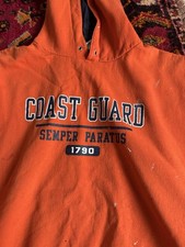 Coast Guard US Hoodie Champion Orange Worth Paint Stains See Photos XXL