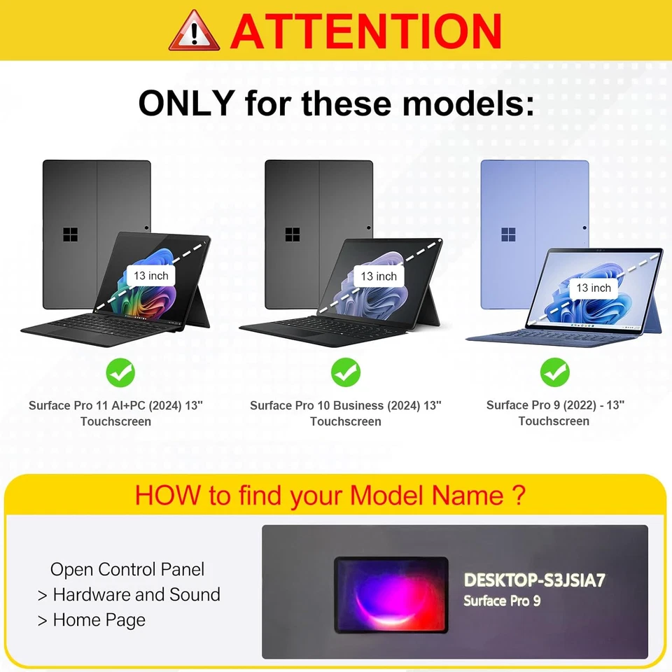 Custodia per Microsoft Surface Pro 11/10 (2024) / Pro 9 (2022) 13 Pollici - Anti - Immagine 2 di 4