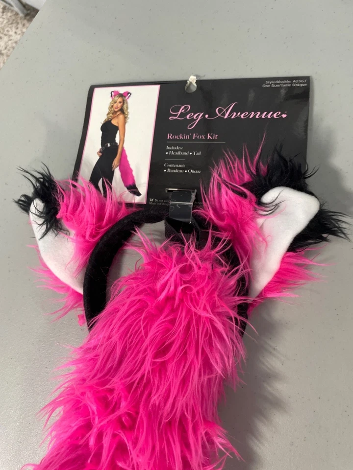 Leg Avenue Rockin Fox Kit OS Diadema Peluda y Cola Set Rosa Negro NUEVO Stock Muerto Foto 3 de 4