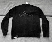 NWT $1490 AMIRI MA Swirl Cardigan Sweater Black XL Mohair/Acrylic  Mens