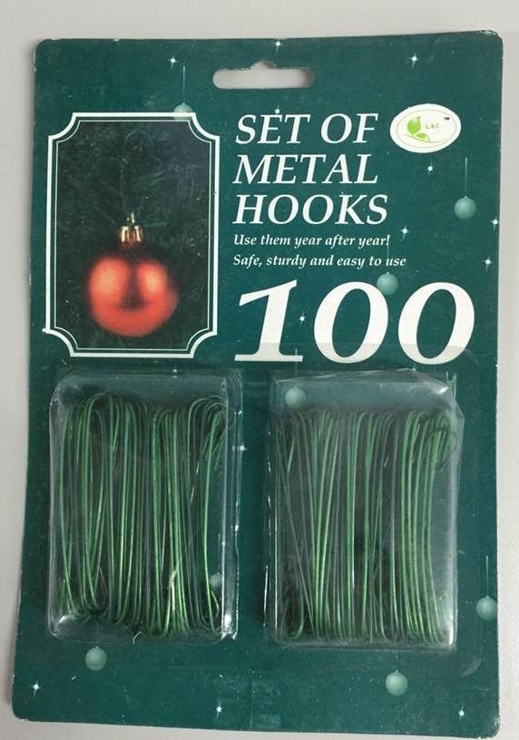 Christmas Tree Metal Hooks Bauble Hanger Pack 150 Silver/green eBay