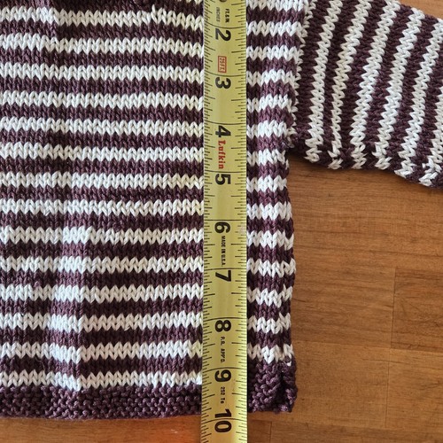 Hand Knitted 100% Cotton Toddlers Pullover Sweater Brown And White Stripe... - Picture 5 of 6