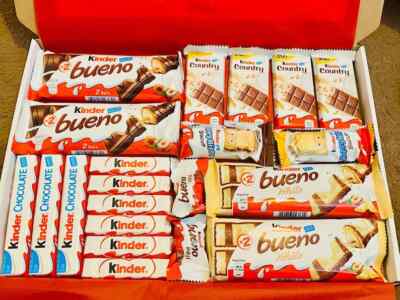 KINDER CHOCOLATE PERSONALISED HAMPER GIFT BOX BUENO SWEET LETTERBOX PRESENT 